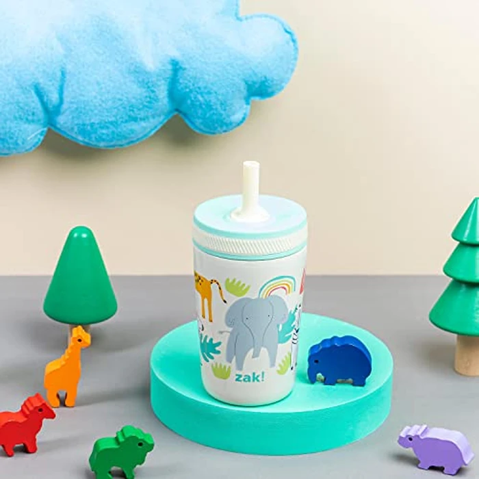 Zak Designs Kelso Toddler Cups for Travel or at Home, 12oz Vacuum Insulated Stainless Steel Sippy Cup with Leak-Proof Design is Perfect for Kids (Safari) by Zak Designs - Image 3