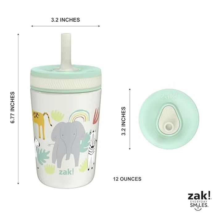 Zak Designs Kelso Toddler Cups for Travel or at Home, 12oz Vacuum Insulated Stainless Steel Sippy Cup with Leak-Proof Design is Perfect for Kids (Safari) by Zak Designs - Image 8