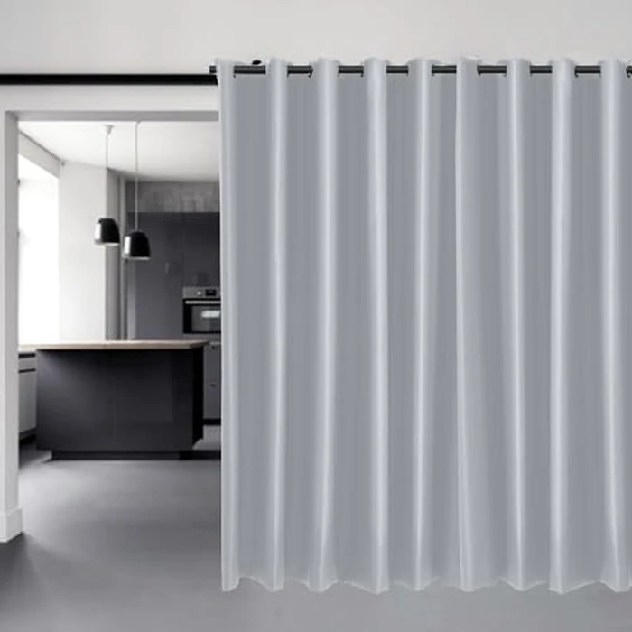 Decorelia Privacy Blackout Room Divider Curtains 1 Panel, Extra Wide Thermal Insulated Soundproof Curtain for Glass Door Window,Shared Bedroom,Home Office, Living Room(Light Grey, 15Ft W x 8Ft L) by Decorelia - Used - Very Good condition