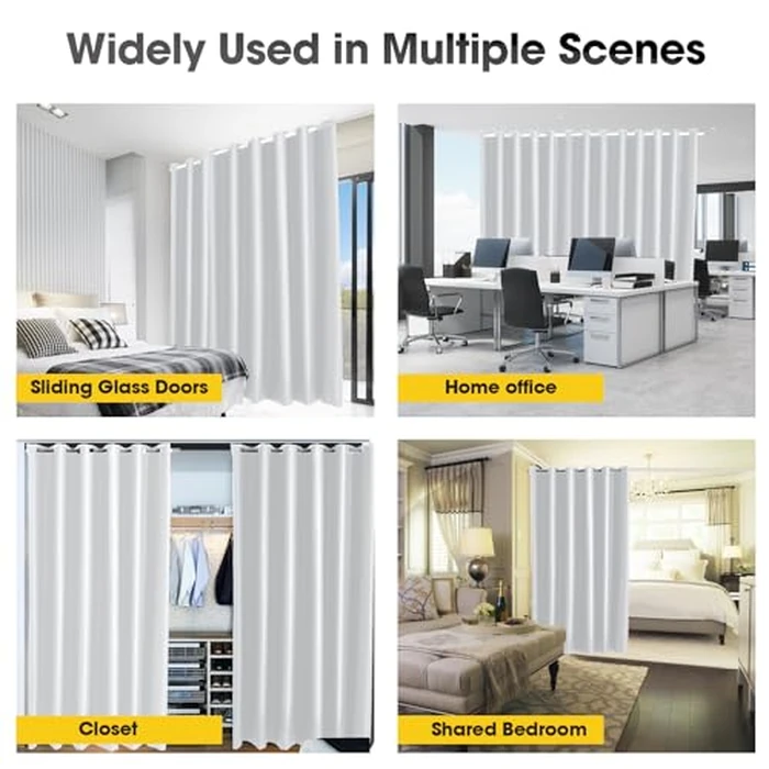 Decorelia Privacy Blackout Room Divider Curtains 1 Panel, Extra Wide Thermal Insulated Soundproof Curtain for Glass Door Window,Shared Bedroom,Home Office, Living Room(Light Grey, 15Ft W x 8Ft L) by Decorelia - Image 2