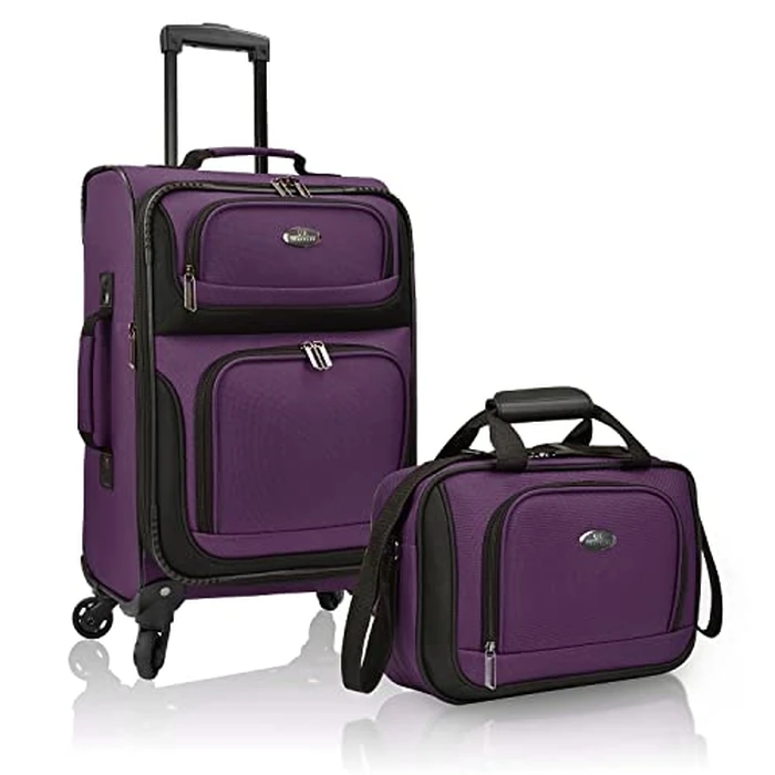 U.S. Traveler Rio Lightweight Softside Rolling Carry-on Suitcase, 4-Wheel Set, Purple by U.S. Traveler - Image 1