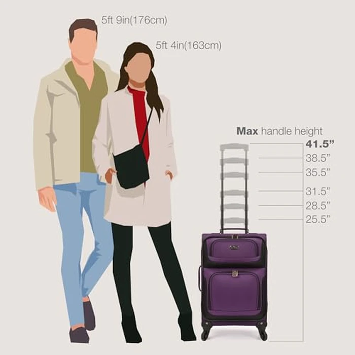 U.S. Traveler Rio Lightweight Softside Rolling Carry-on Suitcase, 4-Wheel Set, Purple by U.S. Traveler - Image 6