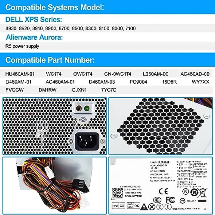 S-Union Upgraded HU460AM-01 WC1T4 D460AM-03 460W Power Supply Compatible with Dell XPS 8930 8920 8910 8900 8700 8300 8100 Power Supply,Replace DPS-460DB-15 AC460AM-01 L350AM-00 WY7XX Power Supply by S-Union - Image 2
