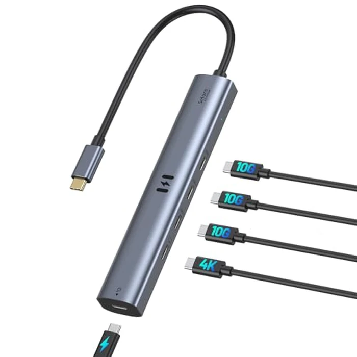 10Gbps USB C Hub with 4K@60Hz Video Display, Selore 5 Ports USB-C Splitter, C Port Data Transfer, 100W PD-in Charging, Dongle Multiport Adapter for MacBook Pro, iPad, Dell, HP, and More by Selore&S-Global - Used - Like New condition - US$24.46