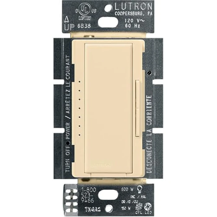 Lutron Maestro LED+ Dimmer Switch for Dimmable LED, Halogen and Incandescent Bulbs, 150W/Single-Pole or Multi-Location, MACL-153M-IV, Ivory by Lutron - Image 1