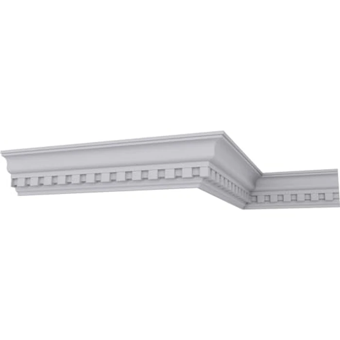 Endurathane Dentil Crown Moulding, 4 3/8"H x 3 1/2"P x 5 5/8"F x 94 1/2"L, Factory Primed (12-Pack) by Ekena Millwork - Image 1