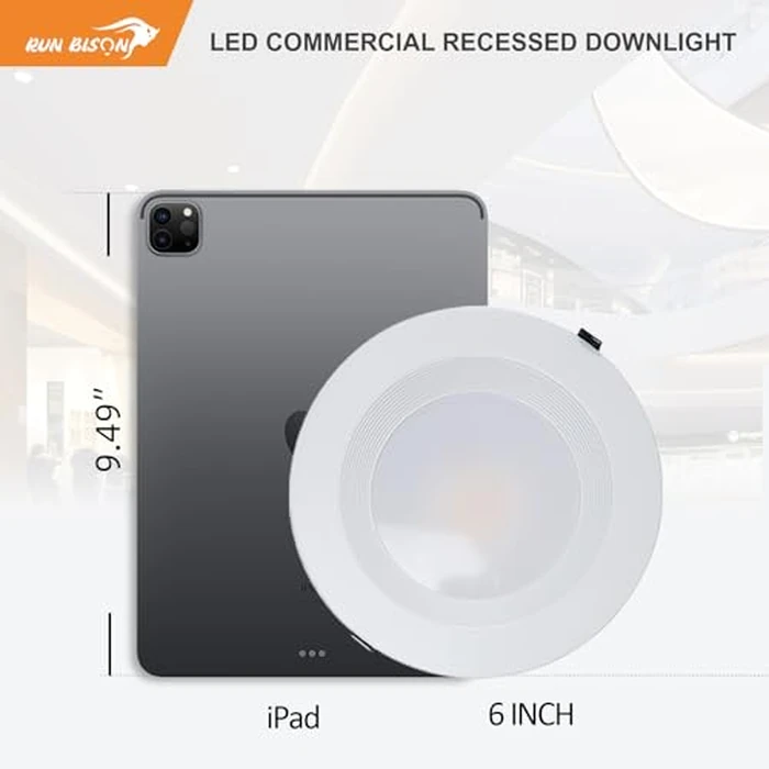 Run Bison 6 inch 120-277V LED Recessed Lighting with J-Box, Wattage Adjustable 12/16/20W,3 Color Selectable 3000K-5000K, 0-10V Dimmable, IC Rated,Canless LED Downlight, UL Listed -1 Pack by Run Bison - Image 6