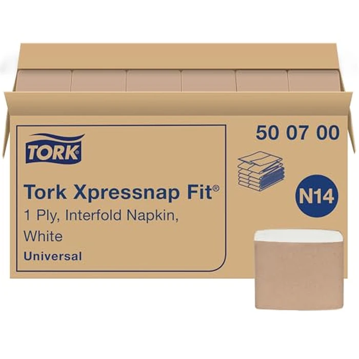 Tork Xpressnap Fit White Dispenser Napkin N14, C-Fold, 1 ply, 240 napkins, 4.252in x 3.248in each, 500700 by Tork - Used - Like New condition