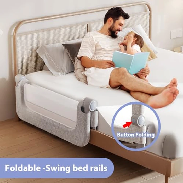 Baby Bed Rails Guard for Toddlers - Toddler Bed Rail for Queen Full King Twin Crib Bunk Size Bed Adjustable Heights & Foldable Bedrail Extra Tall Child Safety Side Railing Guards for Kids (32inch) by YYAMEA - Image 3