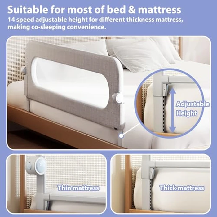 Baby Bed Rails Guard for Toddlers - Toddler Bed Rail for Queen Full King Twin Crib Bunk Size Bed Adjustable Heights & Foldable Bedrail Extra Tall Child Safety Side Railing Guards for Kids (32inch) by YYAMEA - Image 4