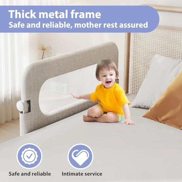 Baby Bed Rails Guard for Toddlers - Toddler Bed Rail for Queen Full King Twin Crib Bunk Size Bed Adjustable Heights & Foldable Bedrail Extra Tall Child Safety Side Railing Guards for Kids (32inch) by YYAMEA - Image 5