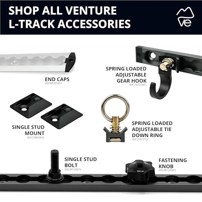 VanEssential 48" Venture Track T-6 Aluminium L-Track Black Anodized (Recessed Deep HD 1/2 inch) - 2 Pack by VanEssential - Image 6