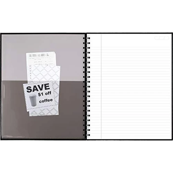 Cambridge Notebook, 8.5" x 11", Hardbound Stamped Linen Cover, Twin Wire Binding, Perforated Sheets, 192 Pages/96 Sheets, Black Cover (06100F) by Cambridge - Image 4