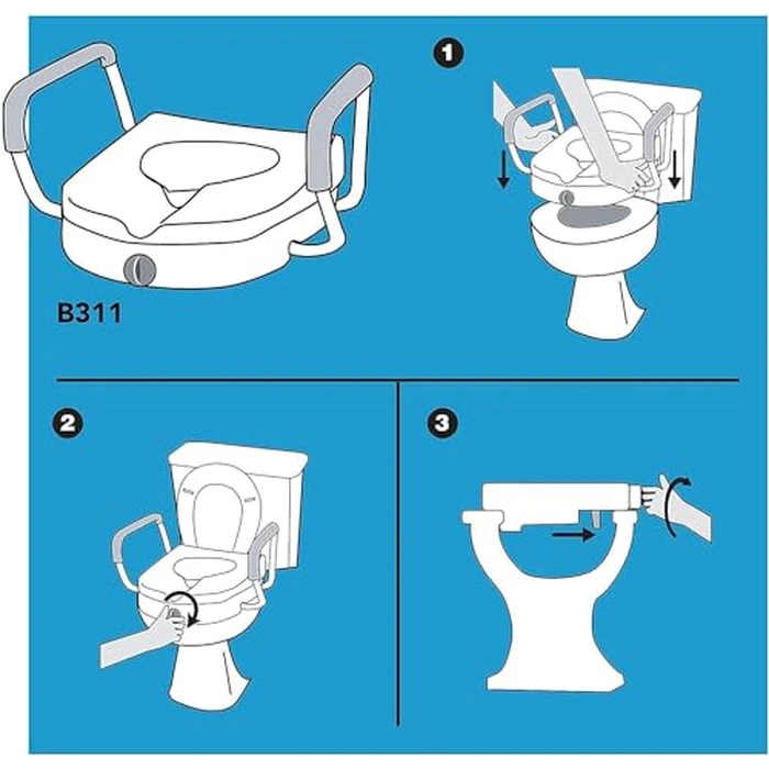 Carex E-Z Lock Raised Toilet Seat with Armrest, Weight Capacity 300 lbs by Carex - Image 6