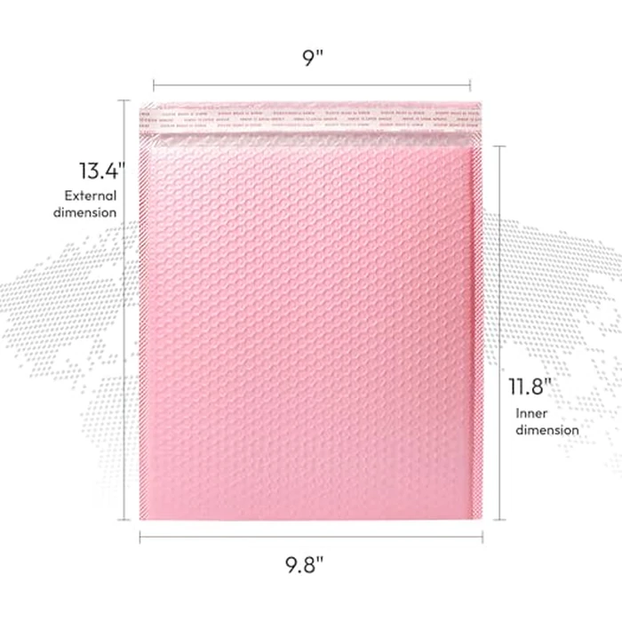 Bubble Mailers Waterproof 9 x 12 inches 50pcs Shipping Envelopes Multicolors Padded Envelopes Self Seal Adhesive (Pink_9''x12'') by Superhairpieces - Image 7