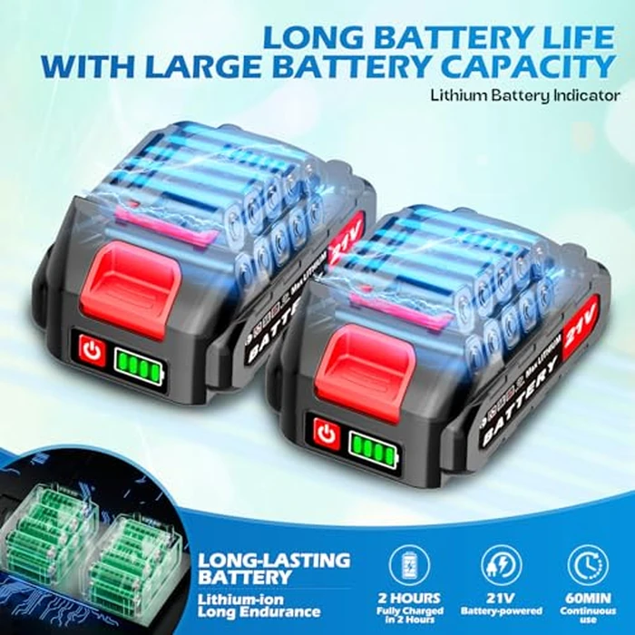 2 in 1 Cordless Hedge Trimmer with 2600mAh Battery*2, High Power and Large Capacity Hedge Shears for Gardens, Patios and Lawns Charger Included by VARAI - Image 2