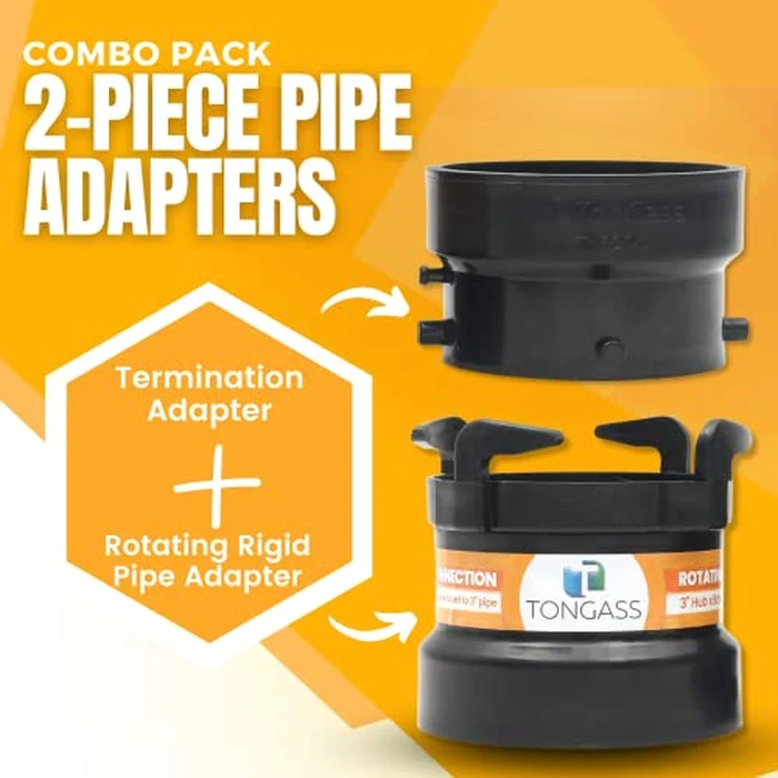 2 x (Combo Pack) RV Sewer Hose Fitting Adapter to PVC, RV Sewer Connection & RV Sewer Termination Adapter - 3" Hub x Bayonet Hooks (2) by TonGass - Image 2