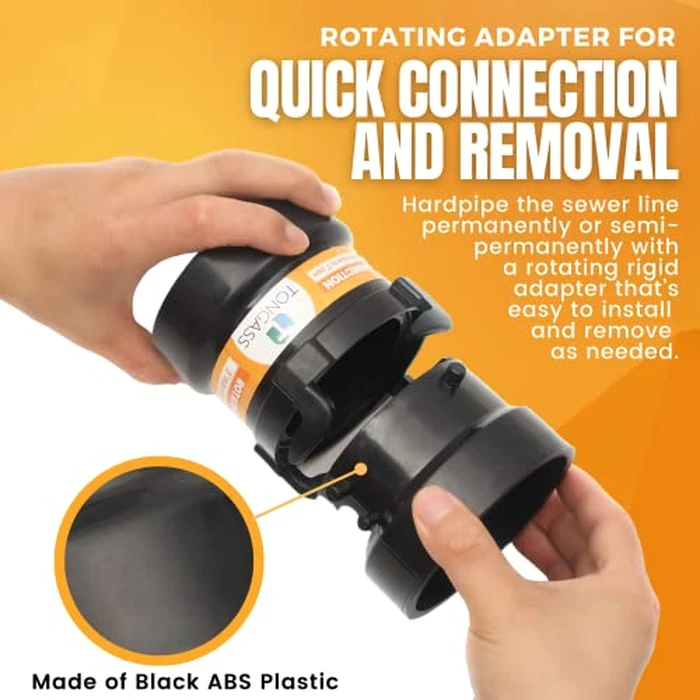 2 x (Combo Pack) RV Sewer Hose Fitting Adapter to PVC, RV Sewer Connection & RV Sewer Termination Adapter - 3" Hub x Bayonet Hooks (2) by TonGass - Image 3