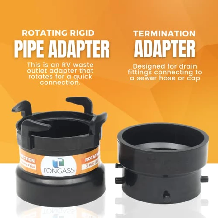 2 x (Combo Pack) RV Sewer Hose Fitting Adapter to PVC, RV Sewer Connection & RV Sewer Termination Adapter - 3" Hub x Bayonet Hooks (2) by TonGass - Image 6
