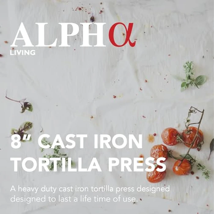 Alpha Living Tortilla Press - 8 Inch Cast Iron Quesadilla Maker - Heavy Duty Empanada Maker Press - Cast Iron Tortilla Maker for Kitchen, Home Use by ALPHA LIVING - Image 2