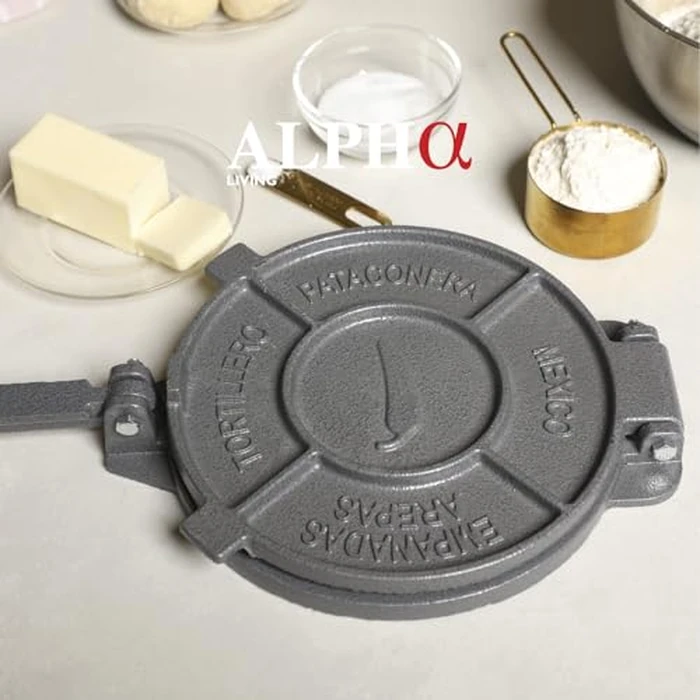 Alpha Living Tortilla Press - 8 Inch Cast Iron Quesadilla Maker - Heavy Duty Empanada Maker Press - Cast Iron Tortilla Maker for Kitchen, Home Use by ALPHA LIVING - Image 3