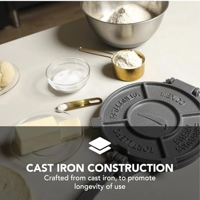 Alpha Living Tortilla Press - 8 Inch Cast Iron Quesadilla Maker - Heavy Duty Empanada Maker Press - Cast Iron Tortilla Maker for Kitchen, Home Use by ALPHA LIVING - Image 5