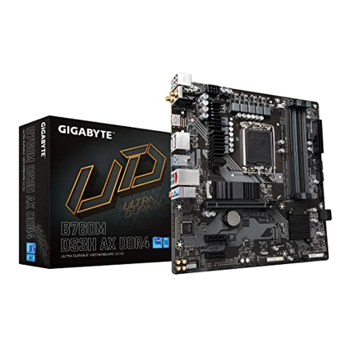 GIGABYTE B760M DS3H AX DDR4 Intel LGA 1700 mATX Motherboard, Support Intel Core 14th/13th/12th Gen, DDR4, 6+2+1 Power Phase, 2X M.2, PCIe 4.0, USB-C, WIFI6E, 2.5GbE LAN, Q-Flash Plus, PCIe EZ-Latch by GIGABYTE - Image 1
