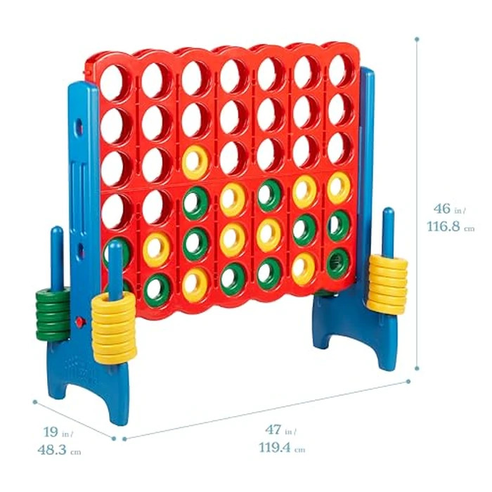 ECR4Kids Jumbo 4-to-Score Giant Game with 42 Rings and Reset Sliders, Kids Games, Assorted by ECR4Kids - Image 2