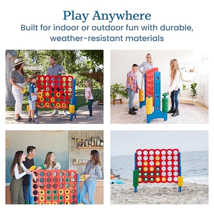 ECR4Kids Jumbo 4-to-Score Giant Game with 42 Rings and Reset Sliders, Kids Games, Assorted by ECR4Kids - Image 4