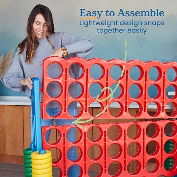 ECR4Kids Jumbo 4-to-Score Giant Game with 42 Rings and Reset Sliders, Kids Games, Assorted by ECR4Kids - Image 5