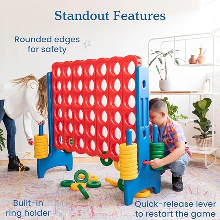 ECR4Kids Jumbo 4-to-Score Giant Game with 42 Rings and Reset Sliders, Kids Games, Assorted by ECR4Kids - Image 6