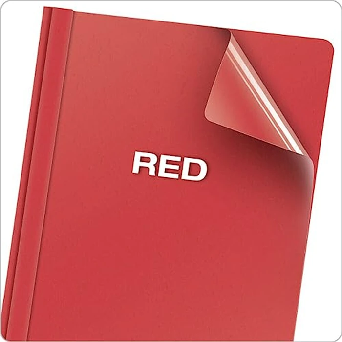 Oxford Duotang, Clear Front Report Cover, Letter Size, Bold Red, 2-Prong Fasteners, 100-Sheet Capacity, Pack of 25, for School, Office or Presentations by Oxford - Image 3