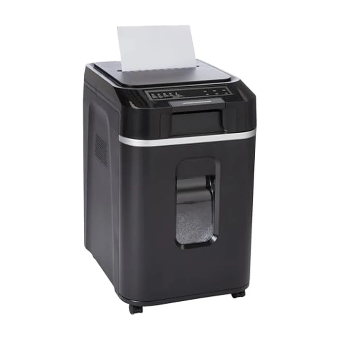 Amazon Basics 200-Sheet Auto Feed Cross-Cut Paper Shredder, High Security P-4, Anti-Jam, 8.5 Gallon Pullout Bin, Black by Amazon Basics - Used - Very Good condition - US$150.67