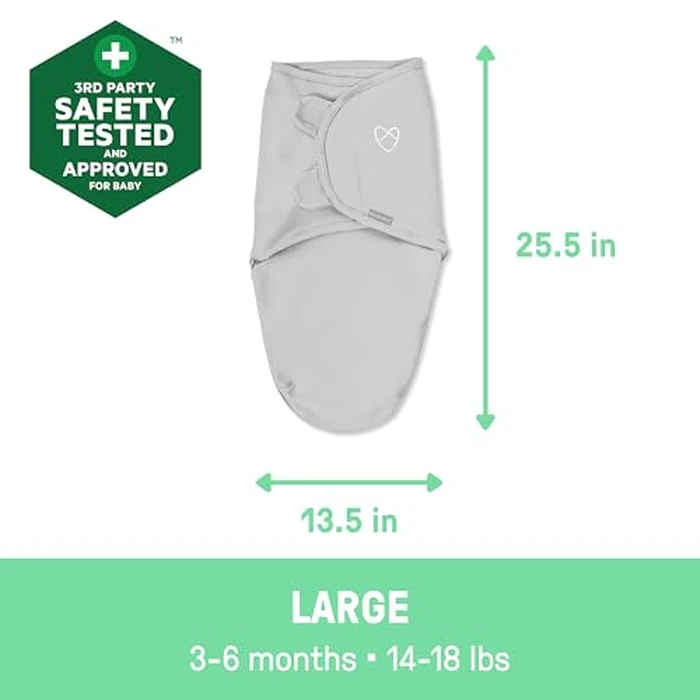 SwaddleMe by Ingenuity Original Swaddle, 100% Cotton, Improves Sleep & Calms Startle Reflex, 3-6 Months, 14-18 lbs, 1.0 TOG, 3-Pack, Baby Swaddle Blanket - Mountaineer by SwaddleMe - Image 2