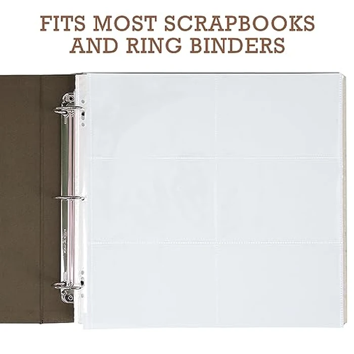 Samsill Scrapbook 6 Pocket Refill Pages 12x12 Inch, 50 Pack, Fits 3 Ring Scrapbook Binders and 12x12 Photo Albums, Holds 12 4x6 Inch Photos, Top-Loading, Heavy-Duty, Super Clear by Samsill - Image 3