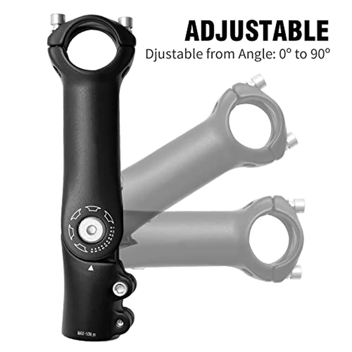 Aynaxcol 28.6mm x 31.8mm Bicycle Riser Extension Adjustable Handlebar Stem 110mm 0-90 Degree Adjustable Bicycle Stems Short Handlebar Stem for E Bike Bicycle (110mm) by Aynaxcol - Image 3