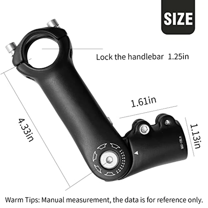 Aynaxcol 28.6mm x 31.8mm Bicycle Riser Extension Adjustable Handlebar Stem 110mm 0-90 Degree Adjustable Bicycle Stems Short Handlebar Stem for E Bike Bicycle (110mm) by Aynaxcol - Image 5
