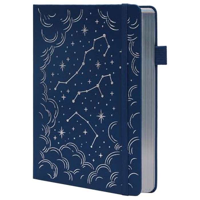TIEFOSSI Dotted Journal Notebook for Women Men, A5 Hardcover PU Leather Dot Grid Notebook for Journaling Writing Sketching, 160 GSM Thick paper, 192 Numbered Pages, Silver Edge by TIEFOSSI - Image 1