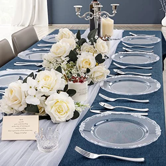 U-QE 60 Pieces Clear Plastic Plates - 10 Inch Clear Disposable Plates - Washable & Reusable - Premium Hard Disposable Dinner Plates - Party Supplies for Birthdays, Celebrations, Wedding and Events by U-QE - Image 6