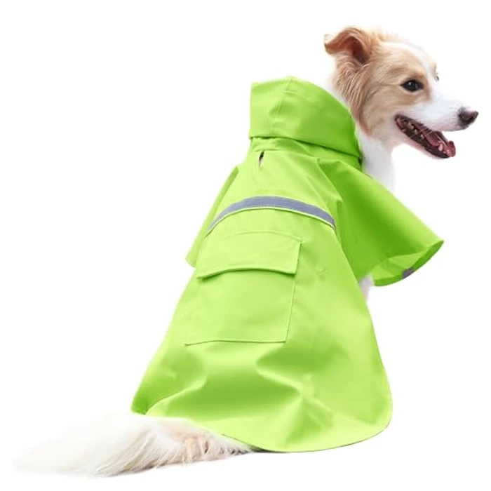 NACOCO Large Dog Raincoat Adjustable - Pet Water Proof Clothes Lightweight Rain Jacket Poncho Hoodies with Strip Reflective (M, Green) by NACOCO - Used - Very Good condition - CA$11.90