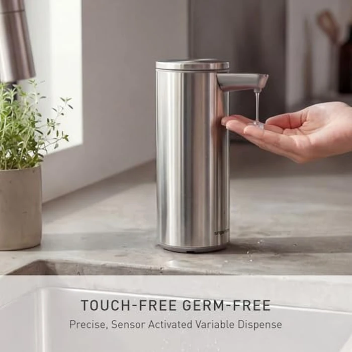 simplehuman Sensor Pump Stainless Steel, 9 oz., Automatic Soap Dispenser for Kitchen and Bathroom, Touch-Free, Variable Dispense for Volume Control, Brushed by simplehuman - Image 3