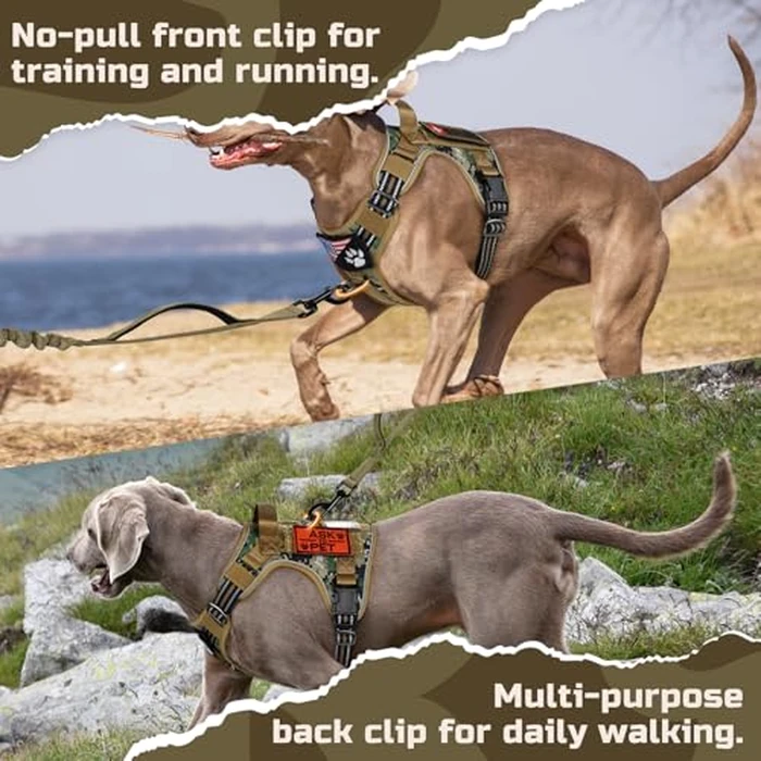 rabbitgoo Dog Harness No Pull, Military for Medium Breed with Handle & Molle, Easy Control Service Vest Training Walking, Adjustable Reflective Tactical Pet Harness, Brown Camo, M by rabbitgoo - Image 8