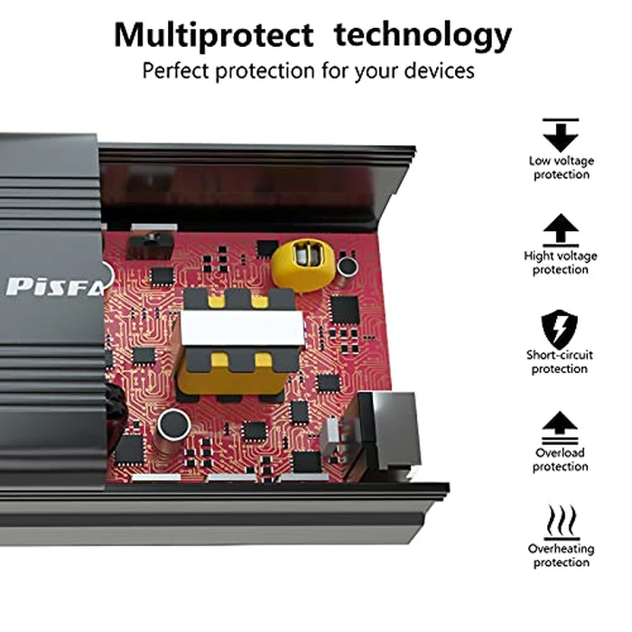 150W Power Inverter 12V DC to 110V AC Car Plug Adapter Outlet Converter with 3.1A Dual USB AC car Charger for Laptop Computer Black by PiSFAU - Image 7