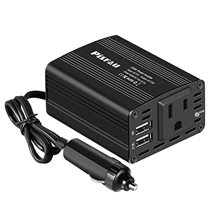 150W Power Inverter 12V DC to 110V AC Car Plug Adapter Outlet Converter with 3.1A Dual USB AC car Charger for Laptop Computer Black by PiSFAU - Image 8