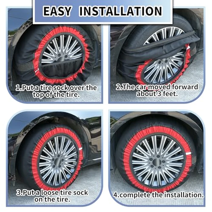 Snow Socks for Tires, Anti-Skid Tire Socks, Snow Traction Device for Passenger Cars Trucks Winter Emergency Accessory, Pack of 2 by DEISLOWZI - Image 5