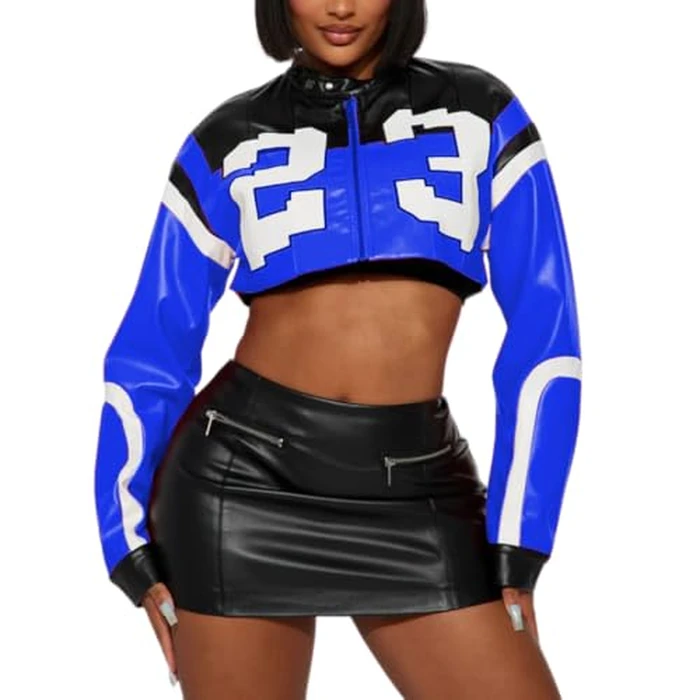 CONCINEROS Women's Faux Leather Jacket Zip Up Cropped Bomber Leather Jacket Women S-XXL by CONCINEROS - Image 2