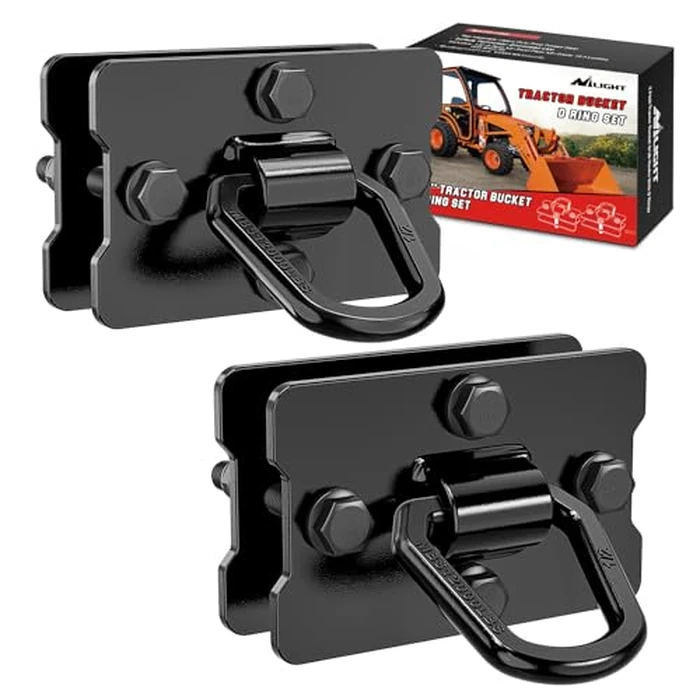 Nilight 2Pcs 1/2" D Rings for Trailers Heavy Duty Trailer Tie Down Rings, Incl. Mounting Hardware, Forged Steel Bolt-On Grab with Back Plates Compatible with Tractor RV UTV Truck, Max 12000Lbs, Black by Nilight - Image 1