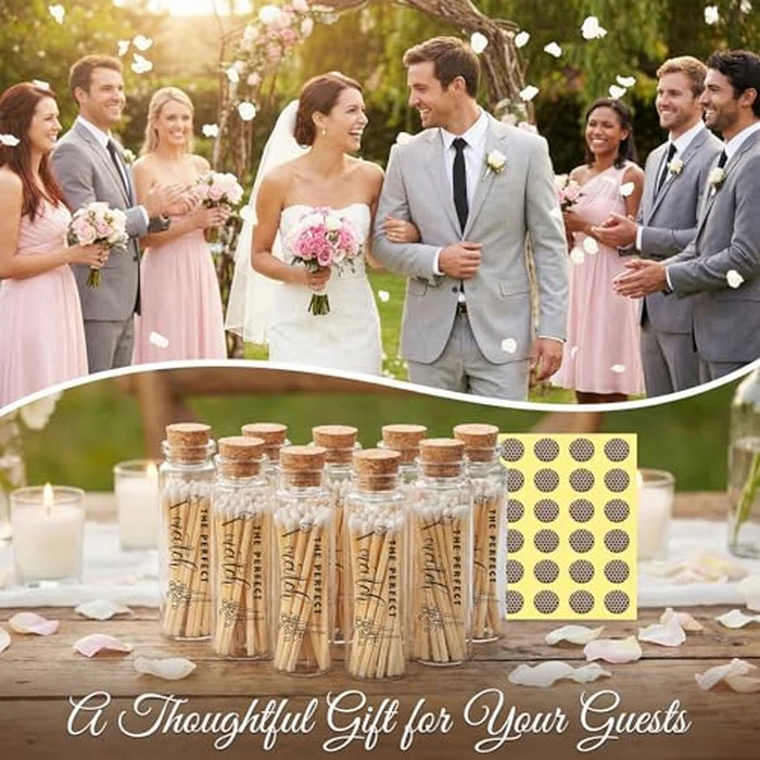 50 Set Empty Matches Jars with Cork Top and Striker Stickers, Wedding Match Holder with Striker, Small Glass Bottles for DIY Wedding Bridal Shower Party Favors Guests Gifts by QsiuYbng - Image 4