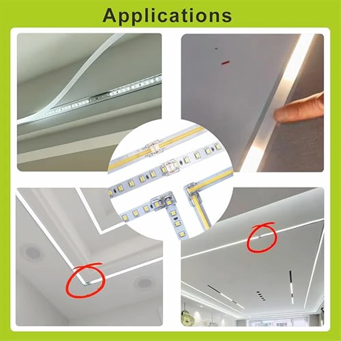 SWOTU 24Pcs 2Pin 10mm Straight & L Shape Led Strip connectors for 10mm Width COB/SMD Single Color Led Strips by SWOTU - Image 7