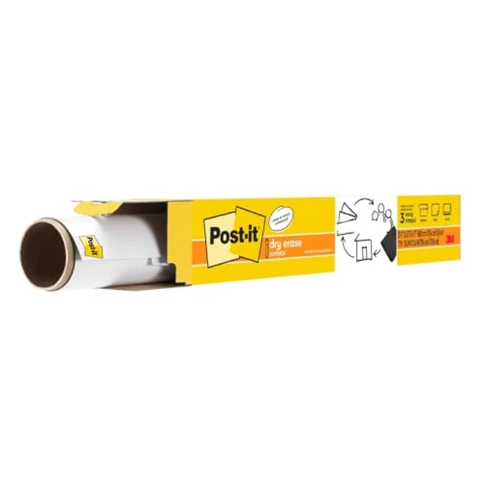 Post-it Dry Erase Whiteboard Film Surface for Walls, Doors, Tables, Chalkboards, Whiteboards, and More, Removable, Stain-Proof, Easy Installation, 3 ft x 2 ft Roll, White, 3 x 2 Feet (DEF3x2) by Post-It - Used - Very Good condition